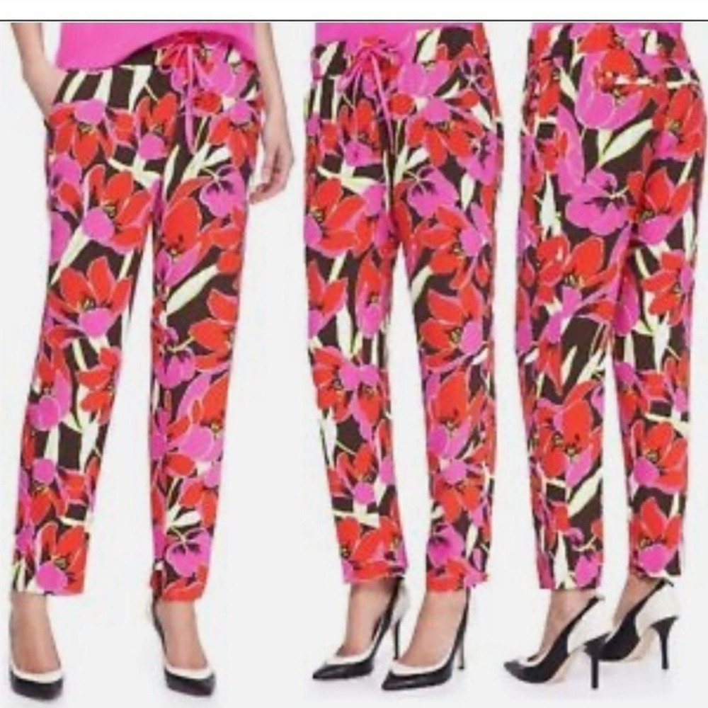 Kate Spade New York‎ Floral Print Pants Size 2 Colorful Tulip